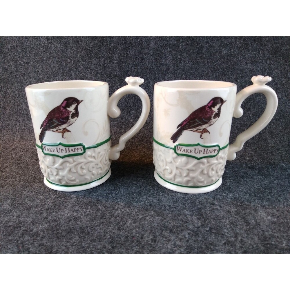 Grasslands Road Mug Cup Set Wake Up Happy NEW Bird